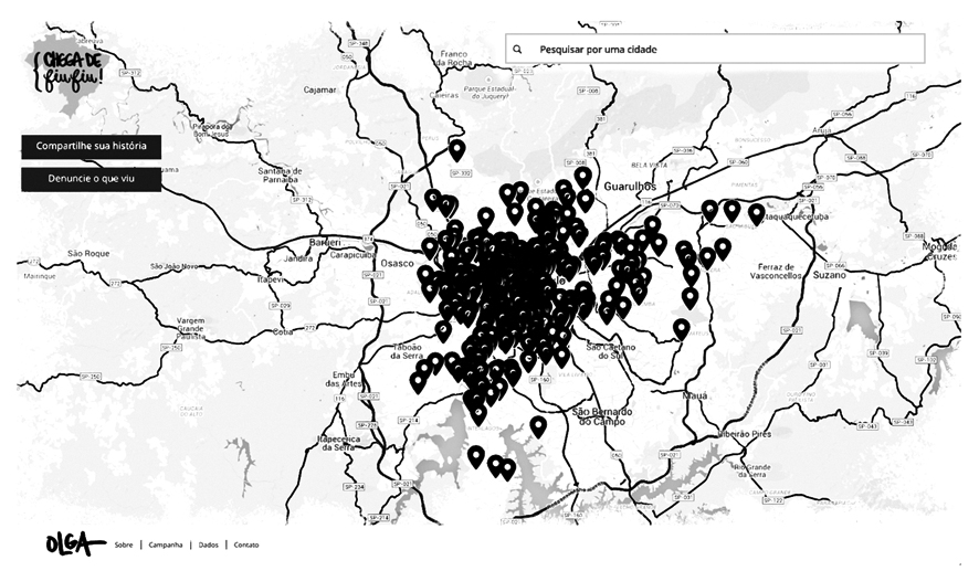 Mapa do Chega de Fiu Fiu - ilustração de Nina Ferrari